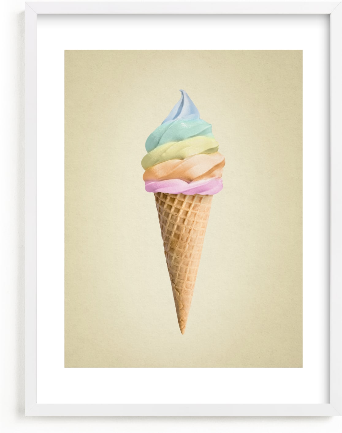 This is a beige art by Paola Benenati called Rainbow Ice Cream.