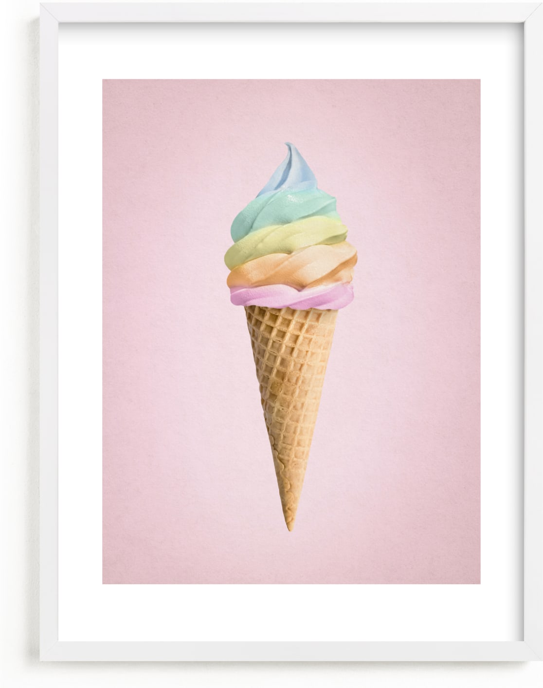 This is a pink art by Paola Benenati called Rainbow Ice Cream.