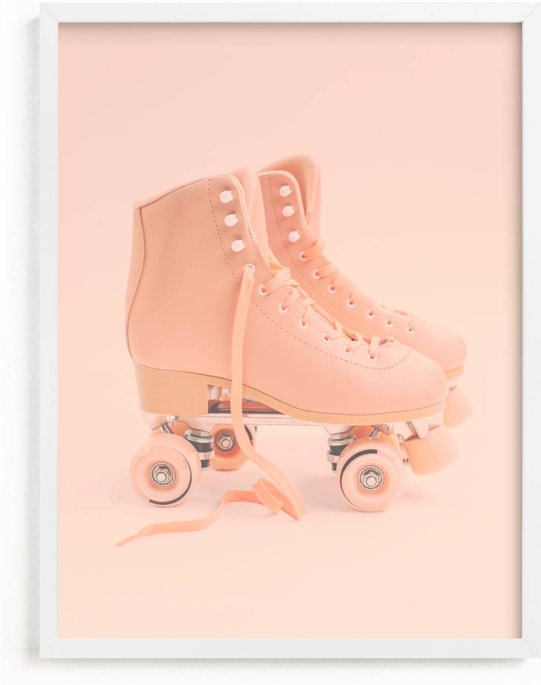 This is a pink art by Alicia Abla called peace love & rollerskates.