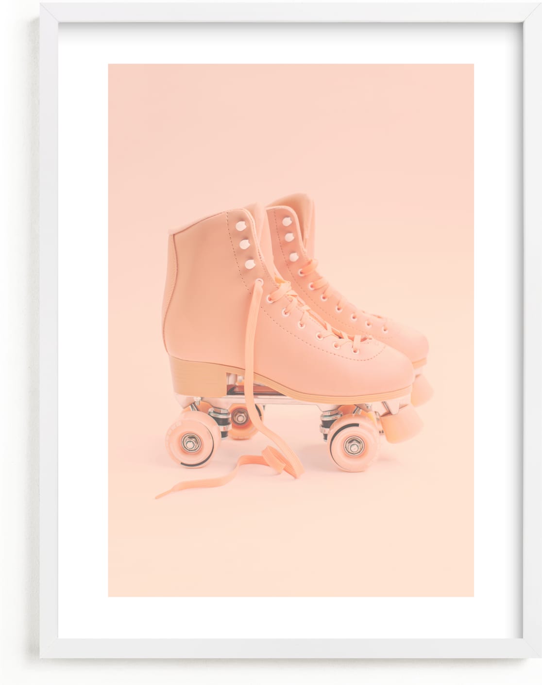 This is a pink art by Alicia Abla called peace love & rollerskates.