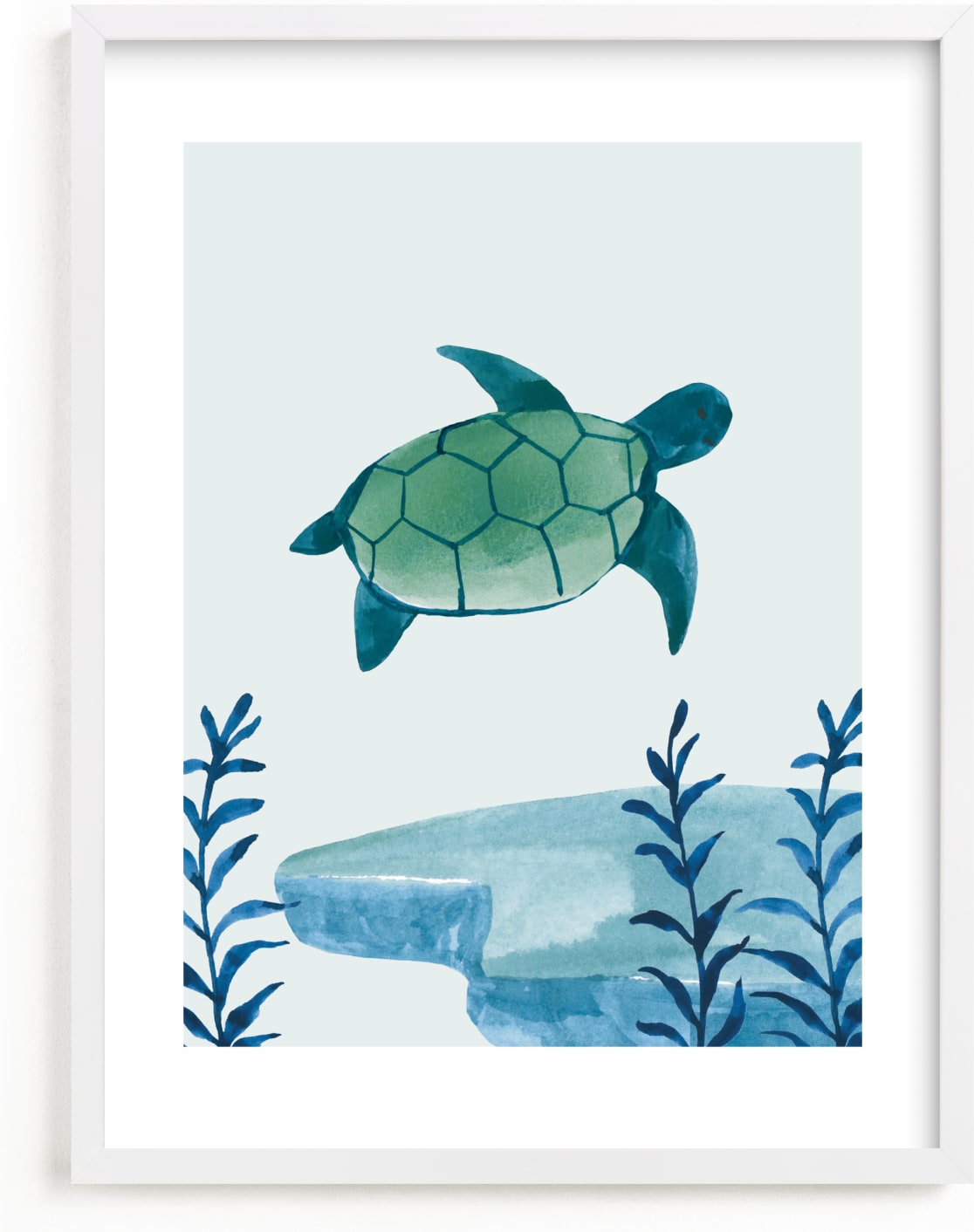 This is a blue, green art by Teju Reval called Ocean Friends III.
