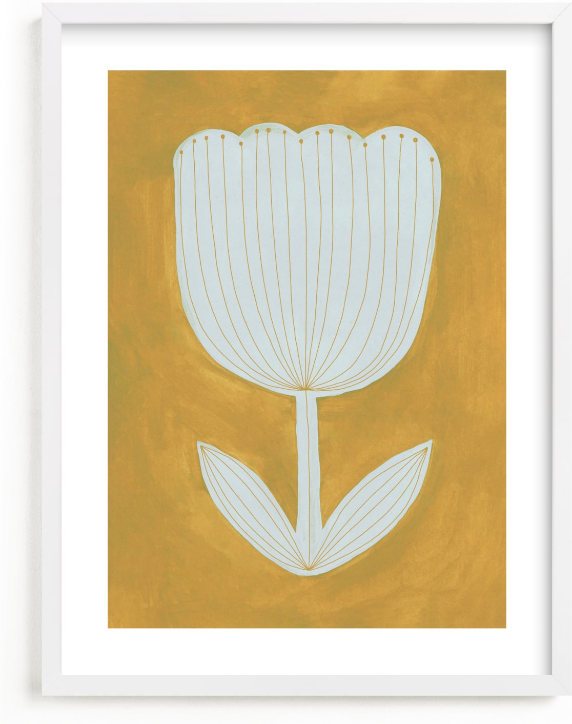 This is a white, yellow art by Alisa Galitsyna called Enchanted Tulip.
