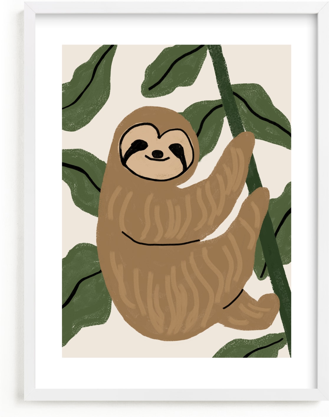 This is a brown art by Cass Loh called Baby sloth.
