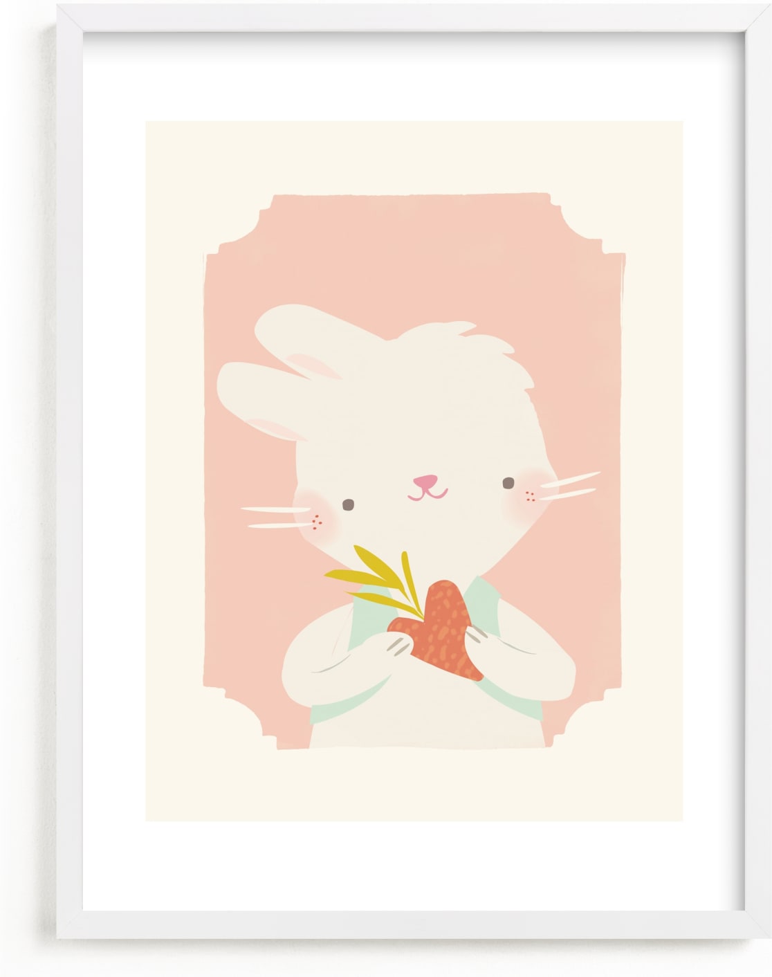 This is a colorful nursery wall art by Lori Wemple called Valentine Zoo Bunny.