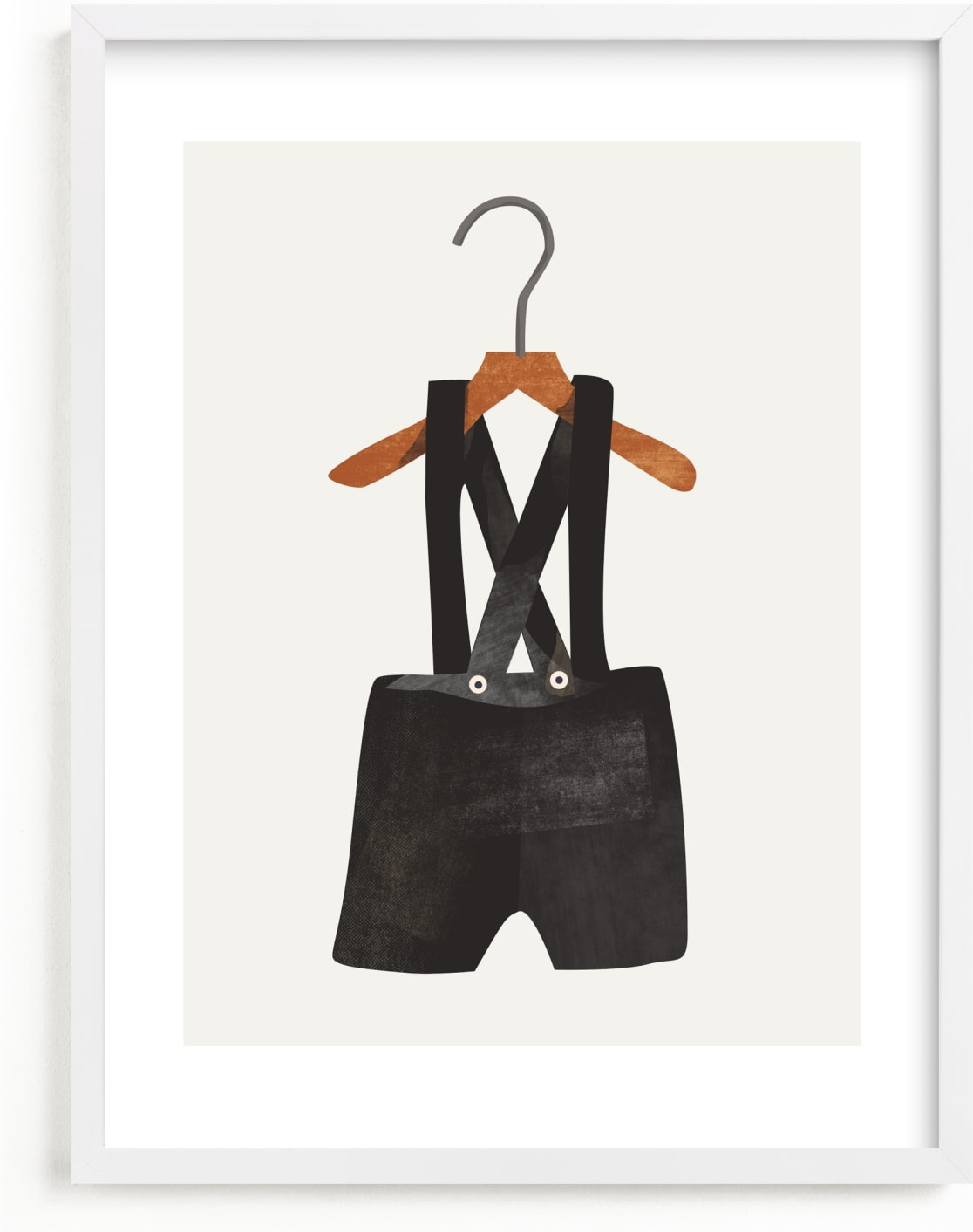 This is a black nursery wall art by Haley Warner called Overalls.