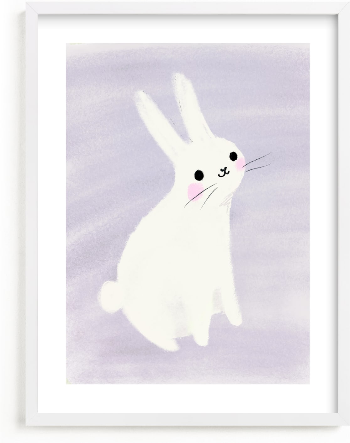 This is a purple nursery wall art by Lori Wemple called Happy Bunny.
