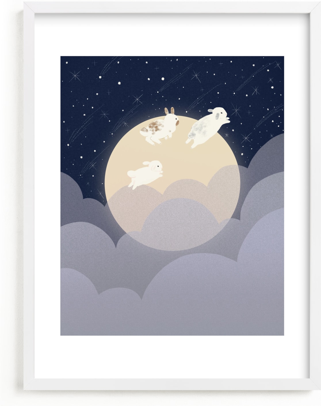 This is a blue nursery wall art by Carol Lin called What We Dream At Night.