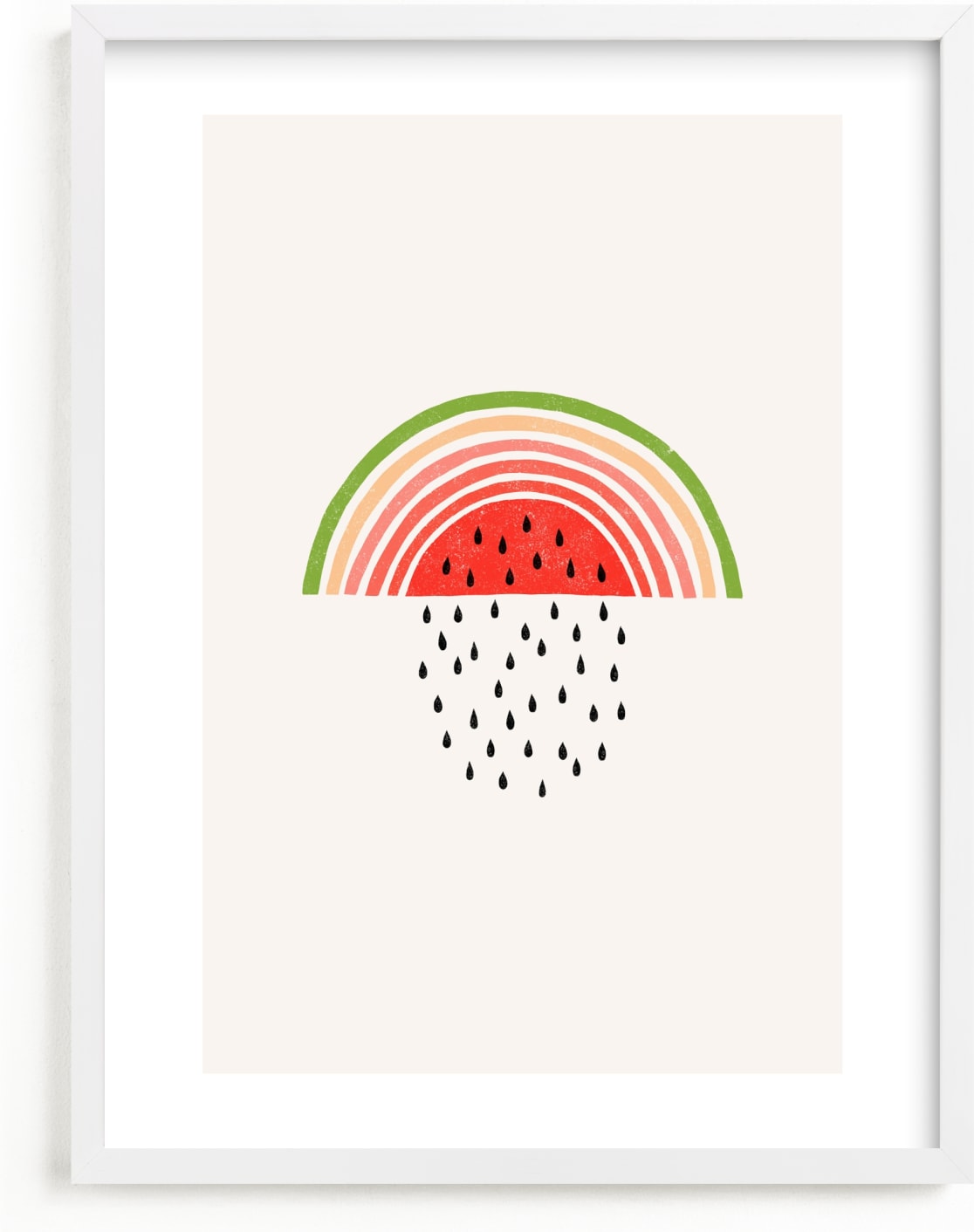 This is a colorful nursery wall art by Anda Safta called Watermelon Rainbow .