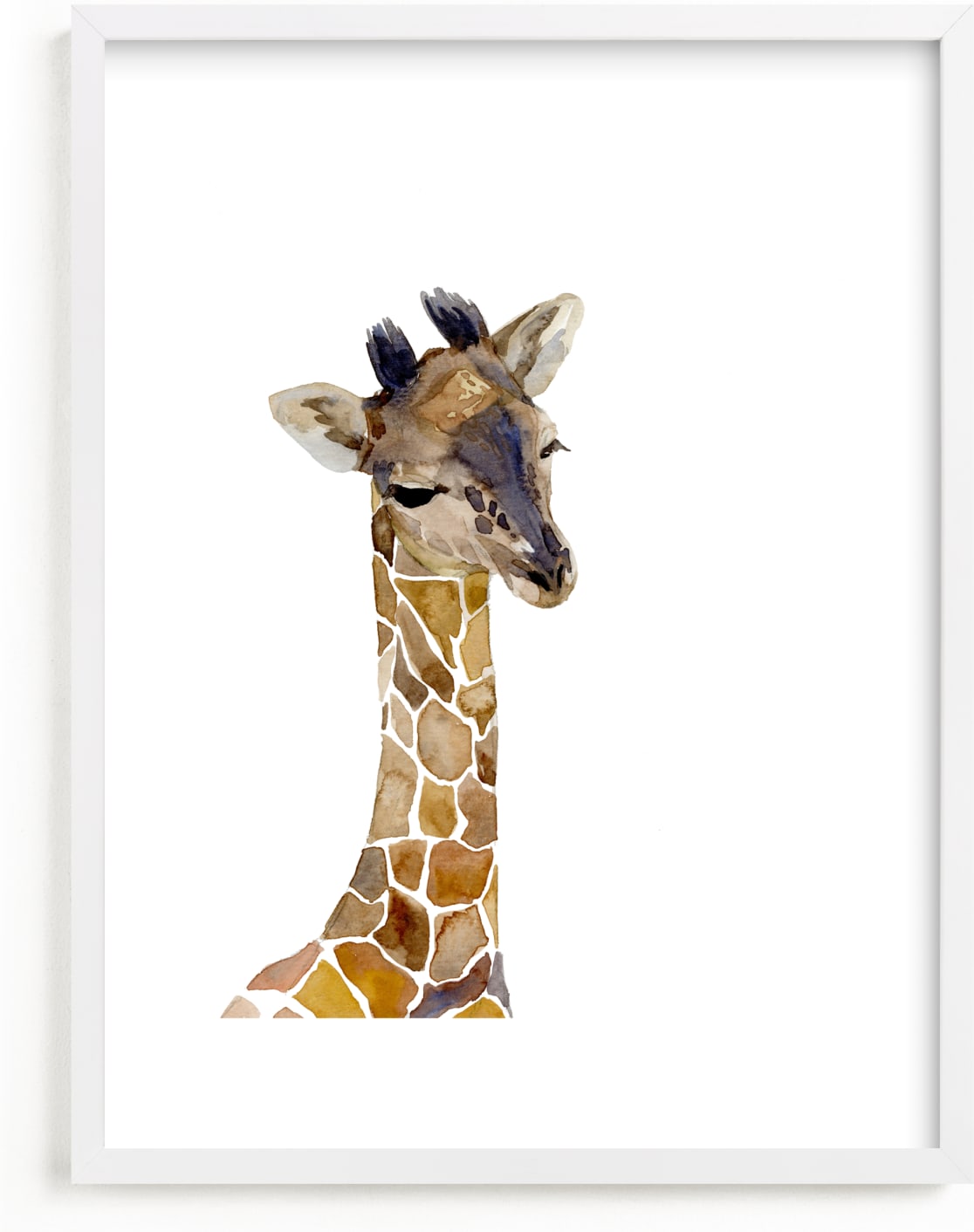 This is a brown nursery wall art by Jieun K Rasband called Baby Animal Friends: Giraffe.