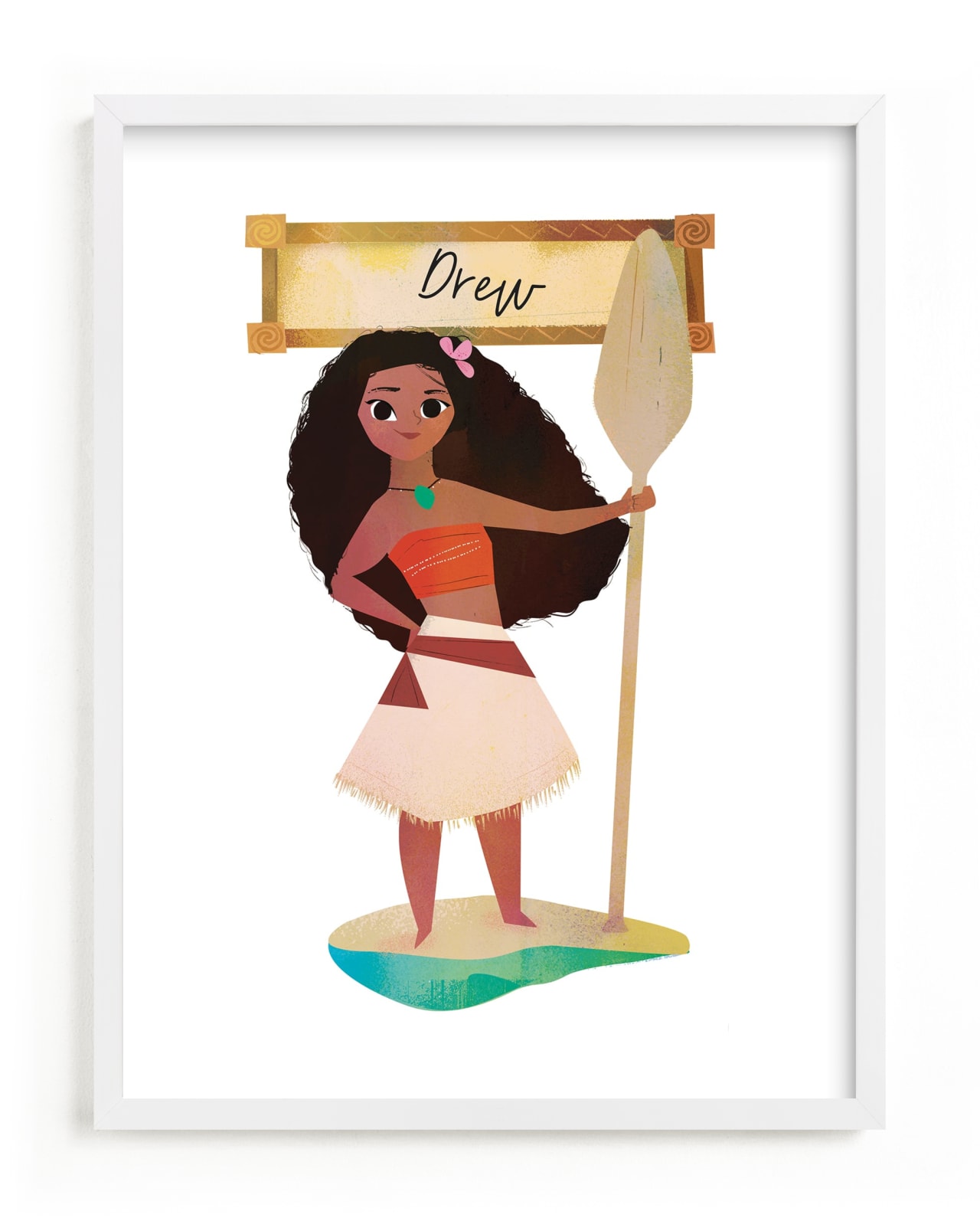 "Disney's Moana the Voyager" - Disney Custom Open Edition Children's Art Print by Lori Wemple in beautiful frame options and a variety of sizes.