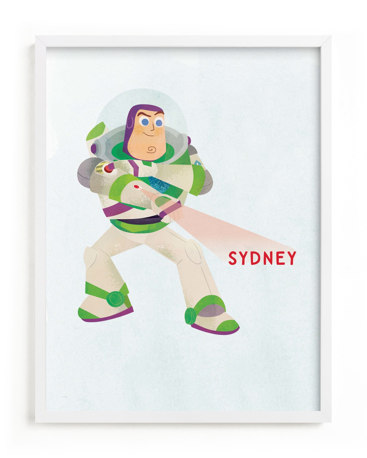 "Disney and Pixar Buzz's Laser" - Disney Custom Open Edition Children's Art Print by Lori Wemple in beautiful frame options and a variety of sizes.