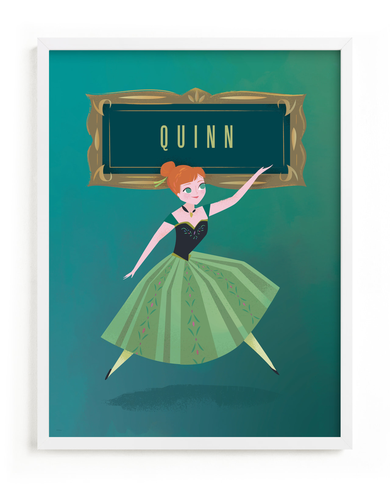 "Anna's Frame from Disney's Frozen" - Disney Custom Open Edition Children's Art Print by Lori Wemple in beautiful frame options and a variety of sizes.