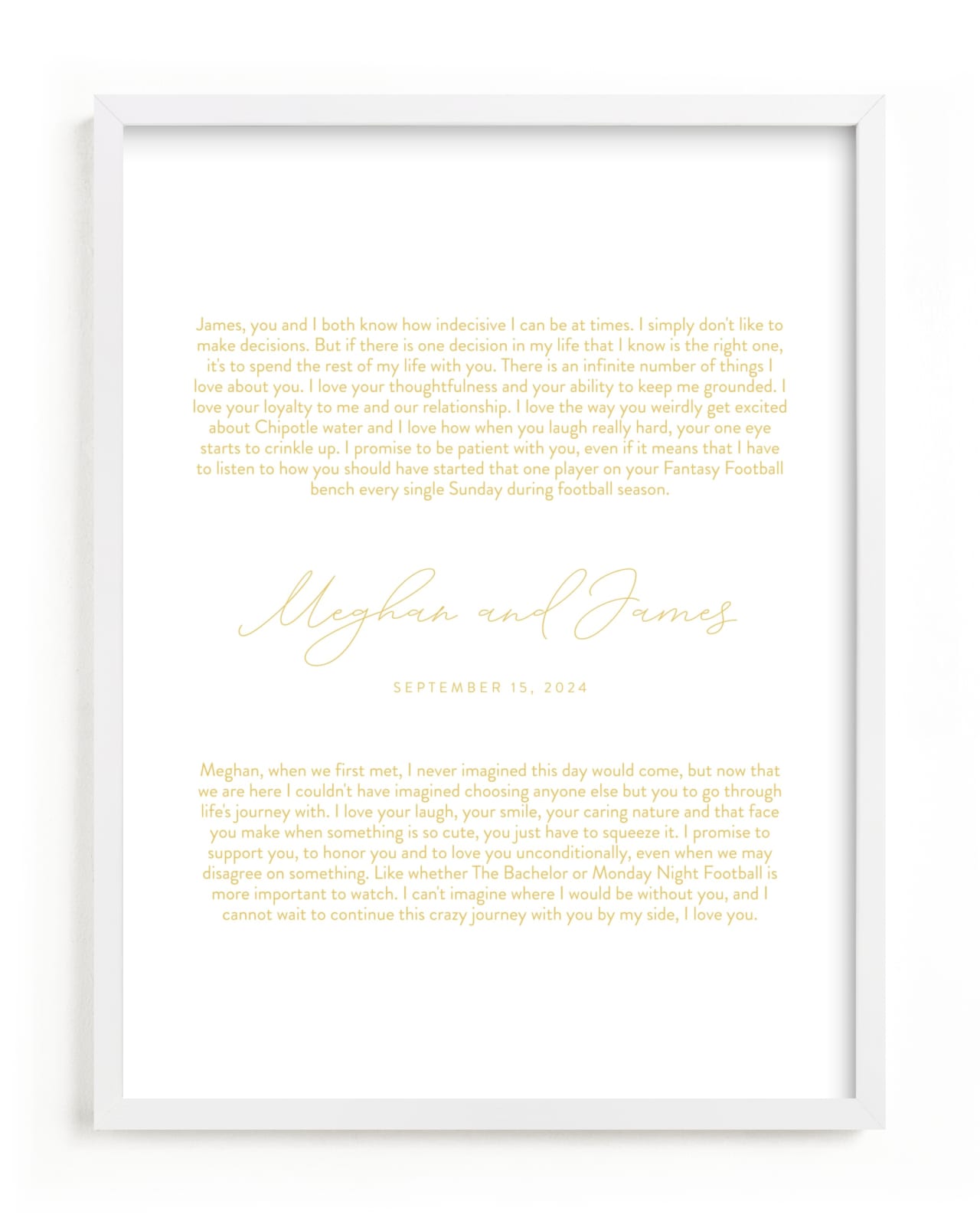 This is a yellow photos to art  by Minted called Our Vows Art Print.