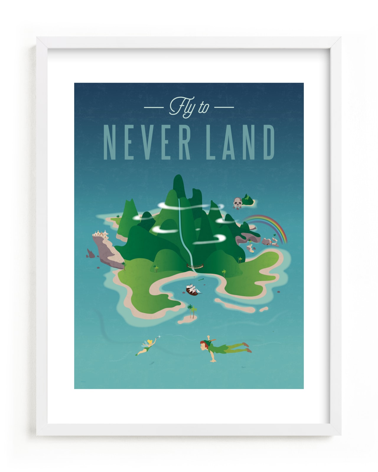 "Fly To Never Land from Disney's Peter Pan" - Limited Edition Art Print by Erica Krystek in beautiful frame options and a variety of sizes.
