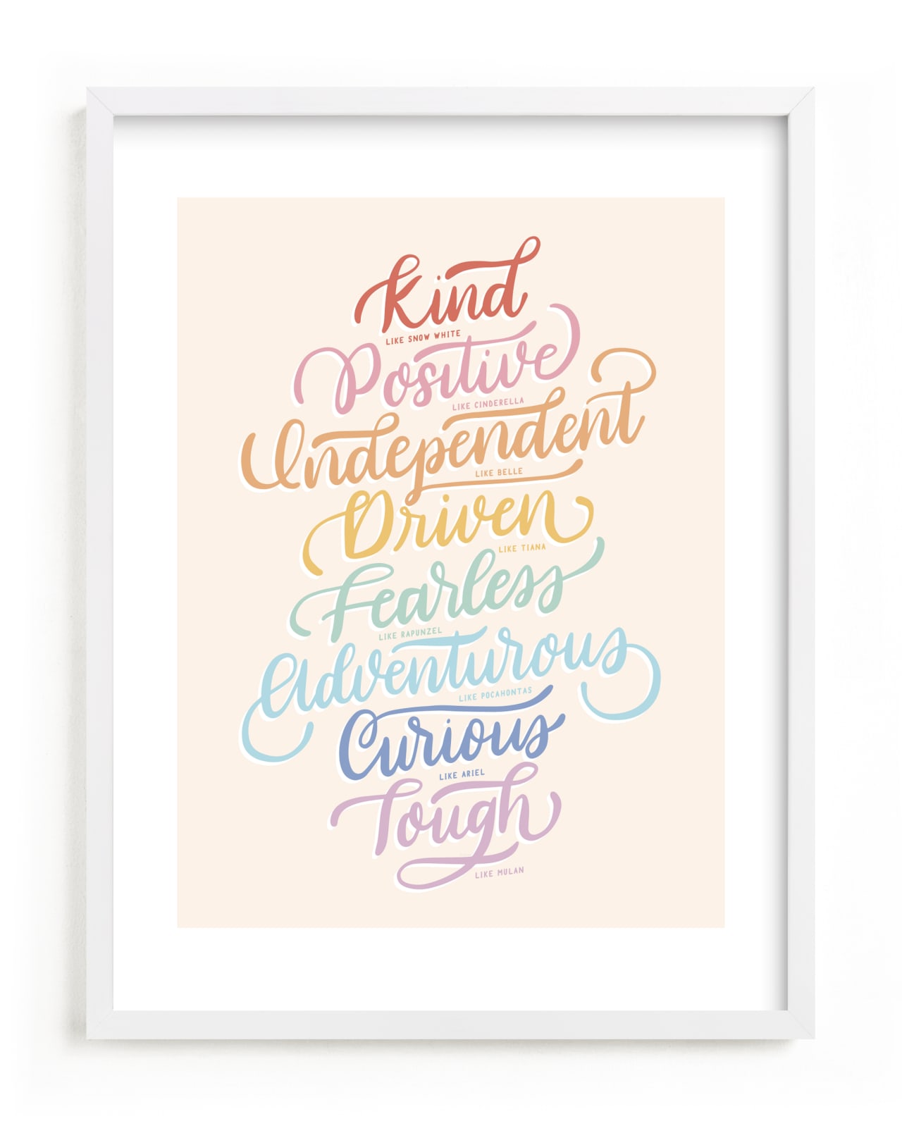 "Disney Princess Traits" - Limited Edition Art Print by Carolyn Kach in beautiful frame options and a variety of sizes.