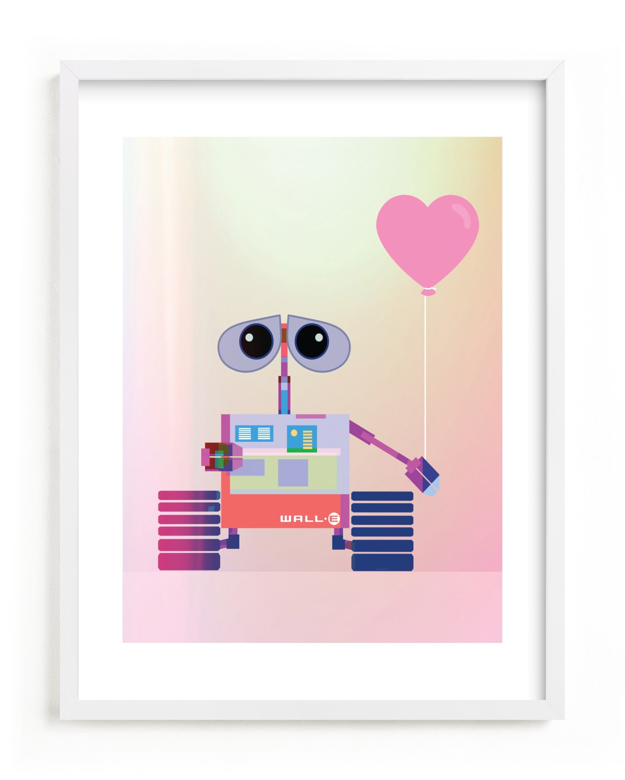 "Disney and Pixar's Wall-E in technicolor" - Limited Edition Art Print by Maja Cunningham in beautiful frame options and a variety of sizes.