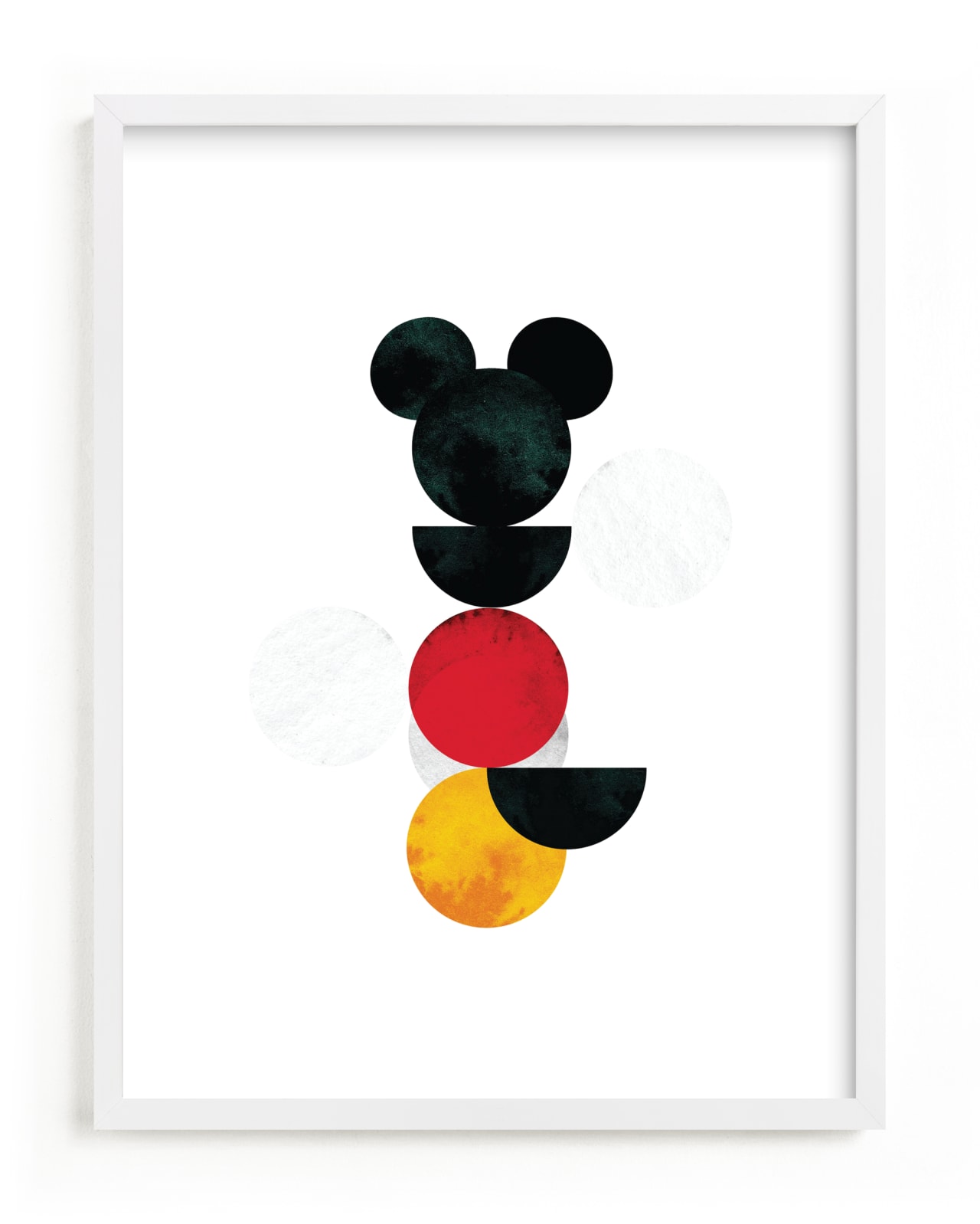 This is a yellow disney art by Anna Joseph called Minimalist | Mickey Mouse.