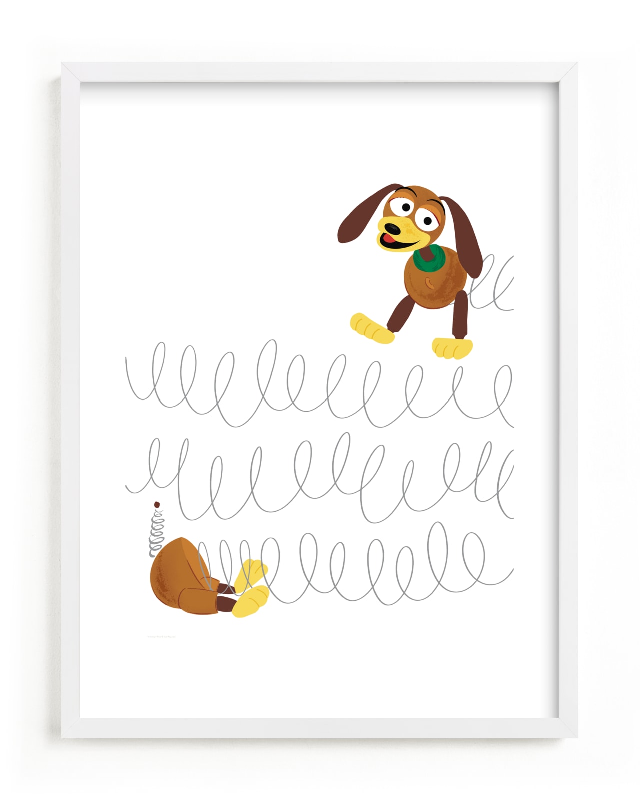"Disney and Pixar's Toy Story Slinky Dog Saves the Day" - Limited Edition Art Print by Jackie Crawford in beautiful frame options and a variety of sizes.