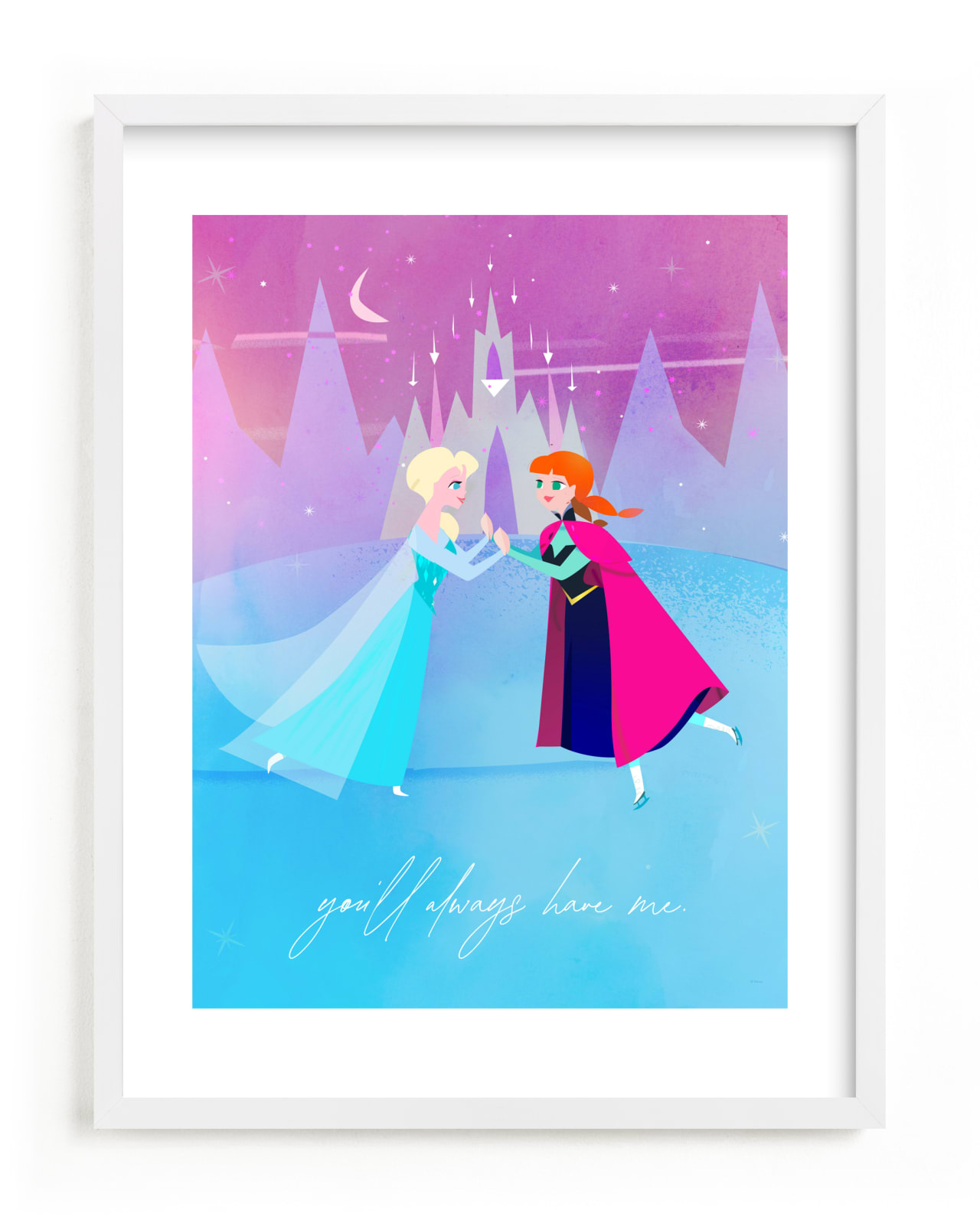 "Elsa and Anna from Disney's Frozen" - Limited Edition Art Print by Lori Wemple in beautiful frame options and a variety of sizes.