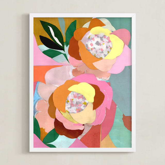 "Bursting Life" - Art Print in Prettiest Pink by cyrille gulassa - Framed