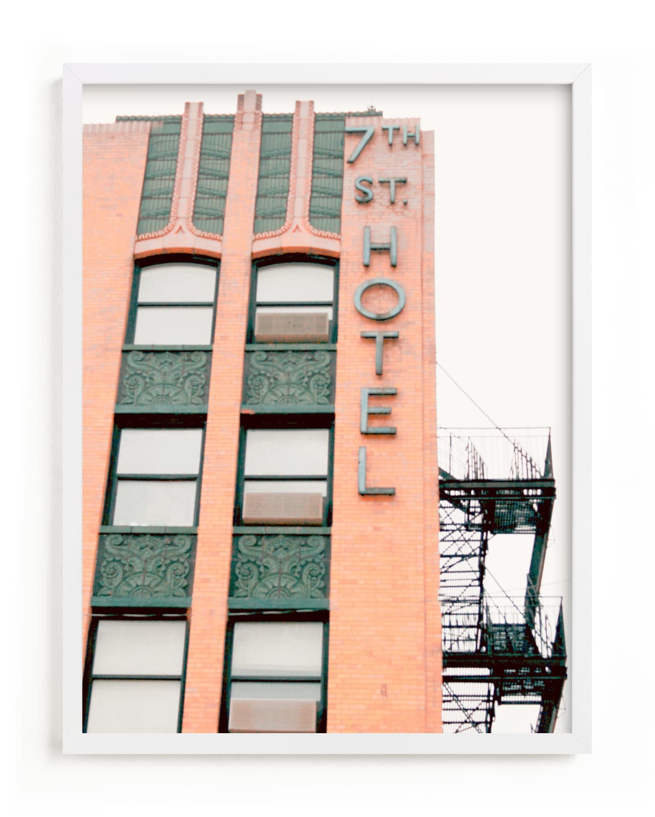 "7th Street Hotel" - Limited Edition Art Print by Baumbirdy in beautiful frame options and a variety of sizes.