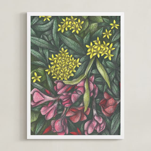 "Mediterranean Bush" - Art Print in Merlot by Cecilia Battaini - Framed