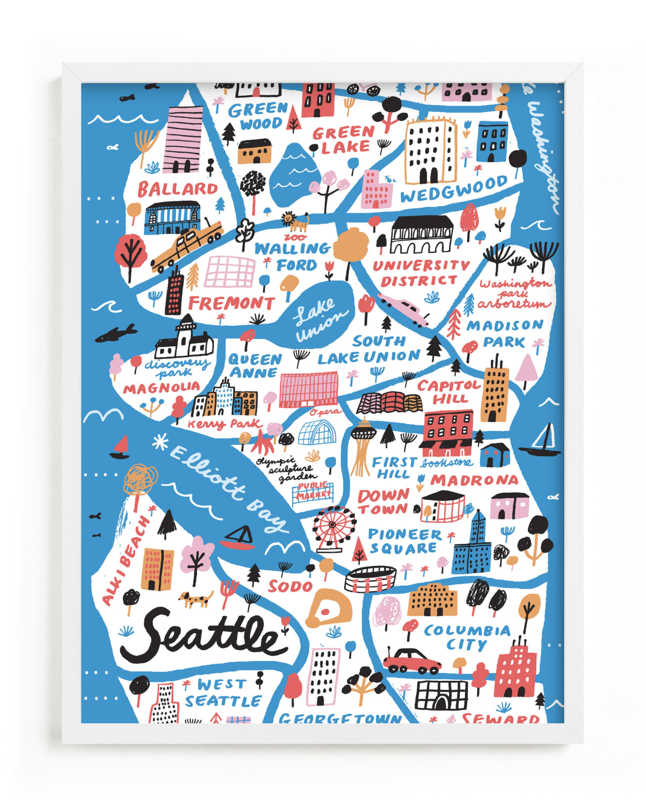 "I Love Seattle" - Limited Edition Art Print by Jordan Sondler in beautiful frame options and a variety of sizes.