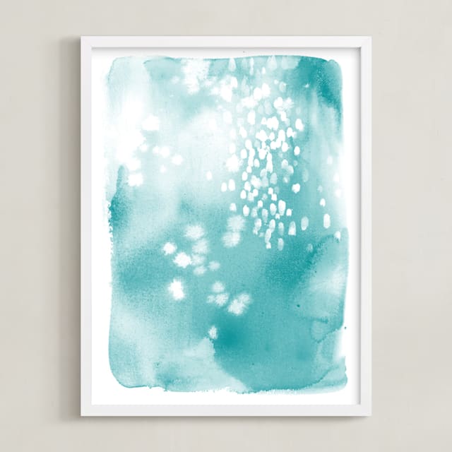 "Swim" - Art Print in Aqua by Julie Song Ink - Framed