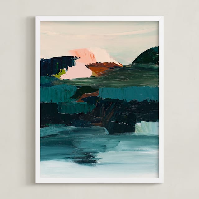"Curacao" - Art Print in Turquoise blue by Caryn Owen - Framed
