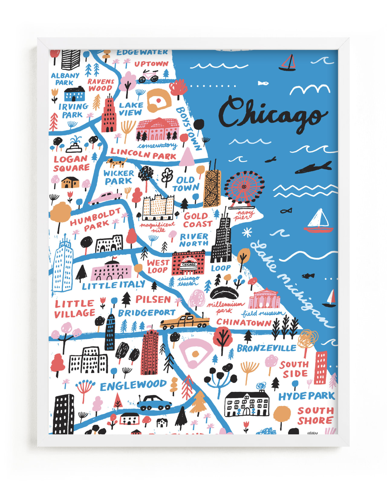 "I Love Chicago" - Limited Edition Art Print by Jordan Sondler in beautiful frame options and a variety of sizes.