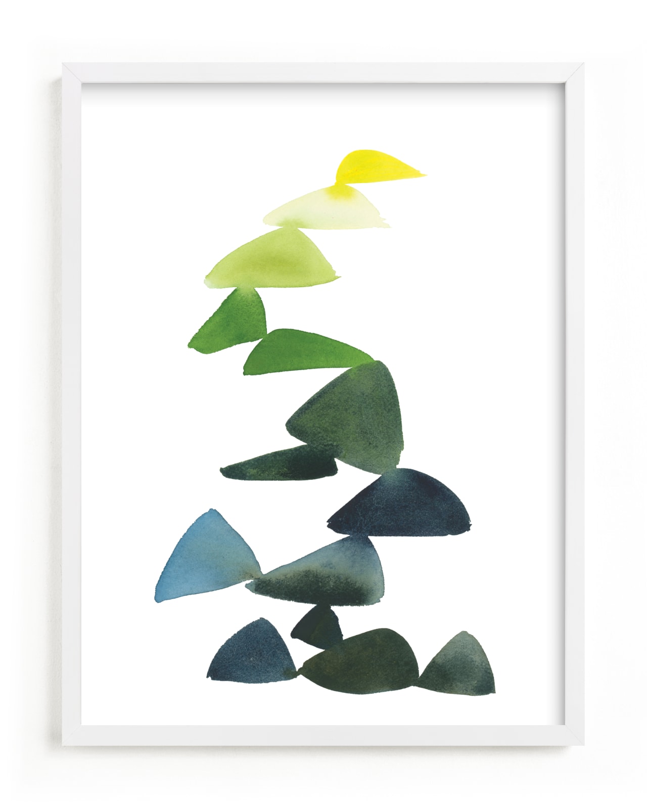 "Triangles in Green and Yellow" - Limited Edition Art Print by Yao Cheng Design in beautiful frame options and a variety of sizes.