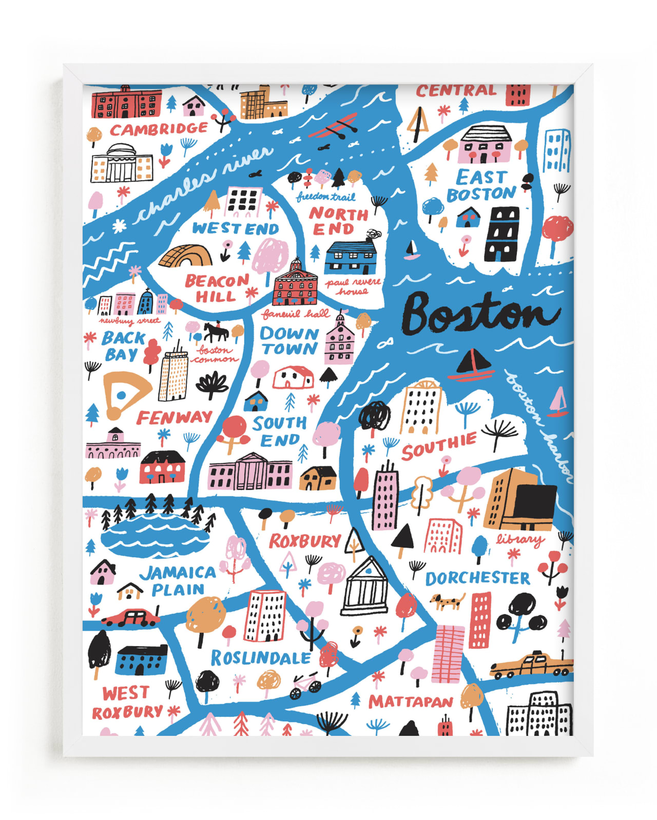 "I Love Boston" - Limited Edition Art Print by Jordan Sondler in beautiful frame options and a variety of sizes.