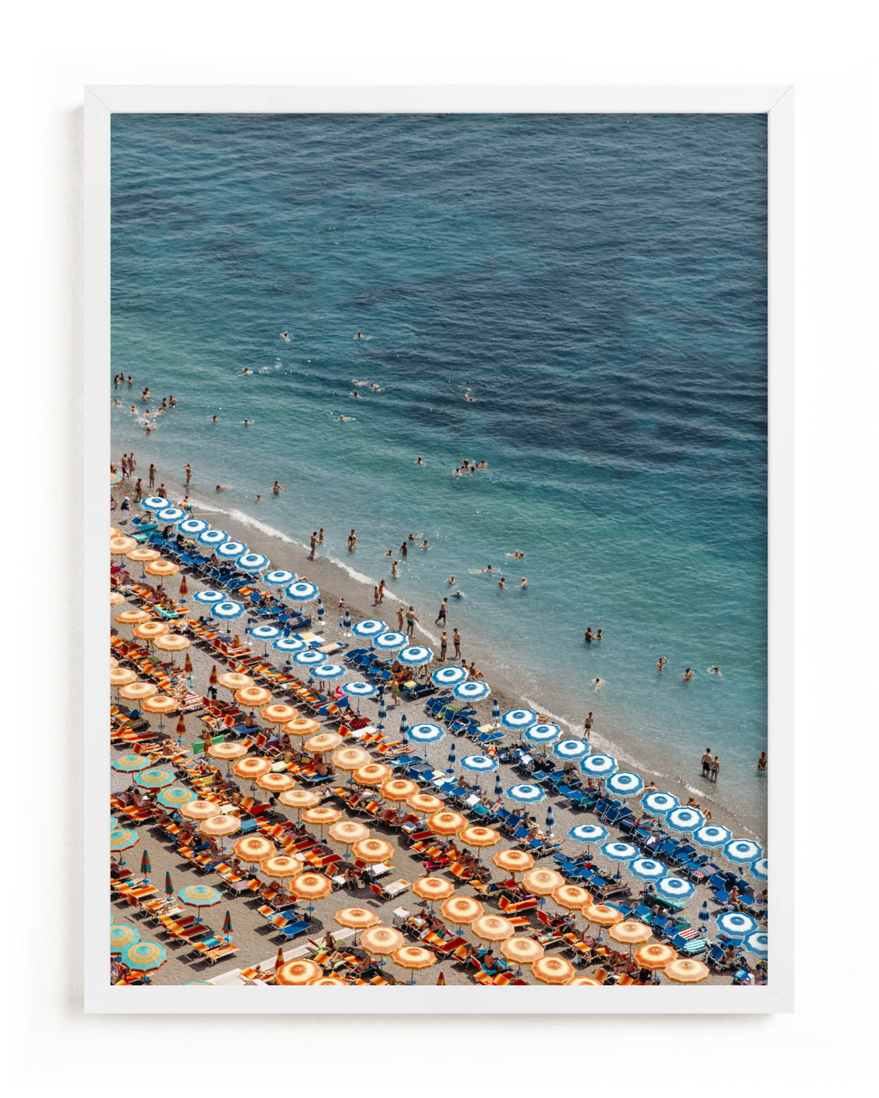 "Positano Beach Aerial" - Open Edition Fine Art Print by braden.studio in beautiful frame options and a variety of sizes.
