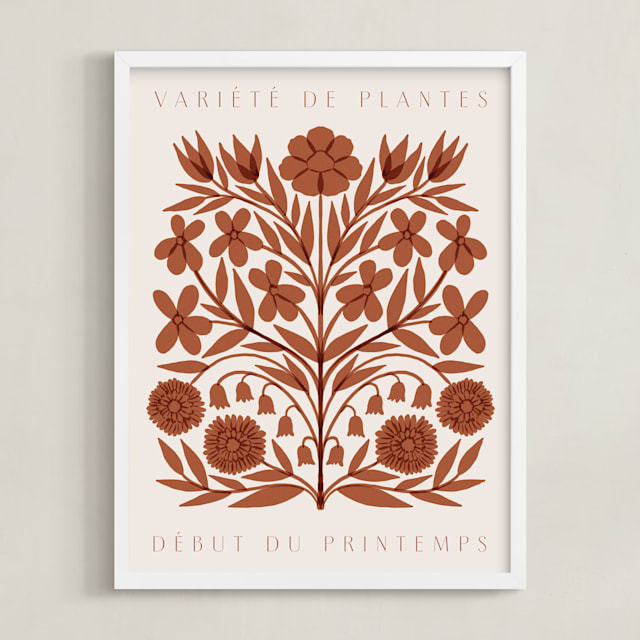 "Les Plantes I" - Art Print in Rust by Katharine Watson - Framed