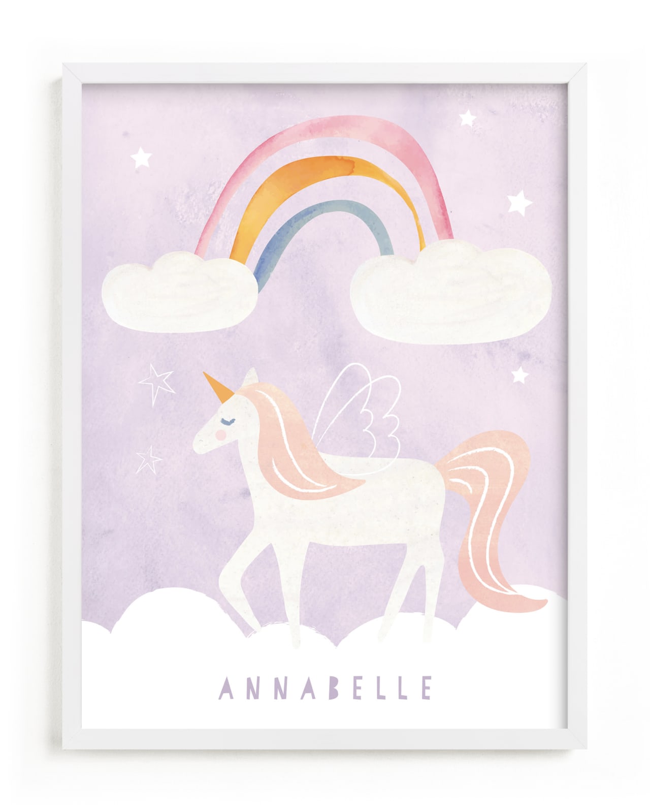 "Dreamy Unicorn" - Children's Custom Art Print by Teju Reval in beautiful frame options and a variety of sizes.