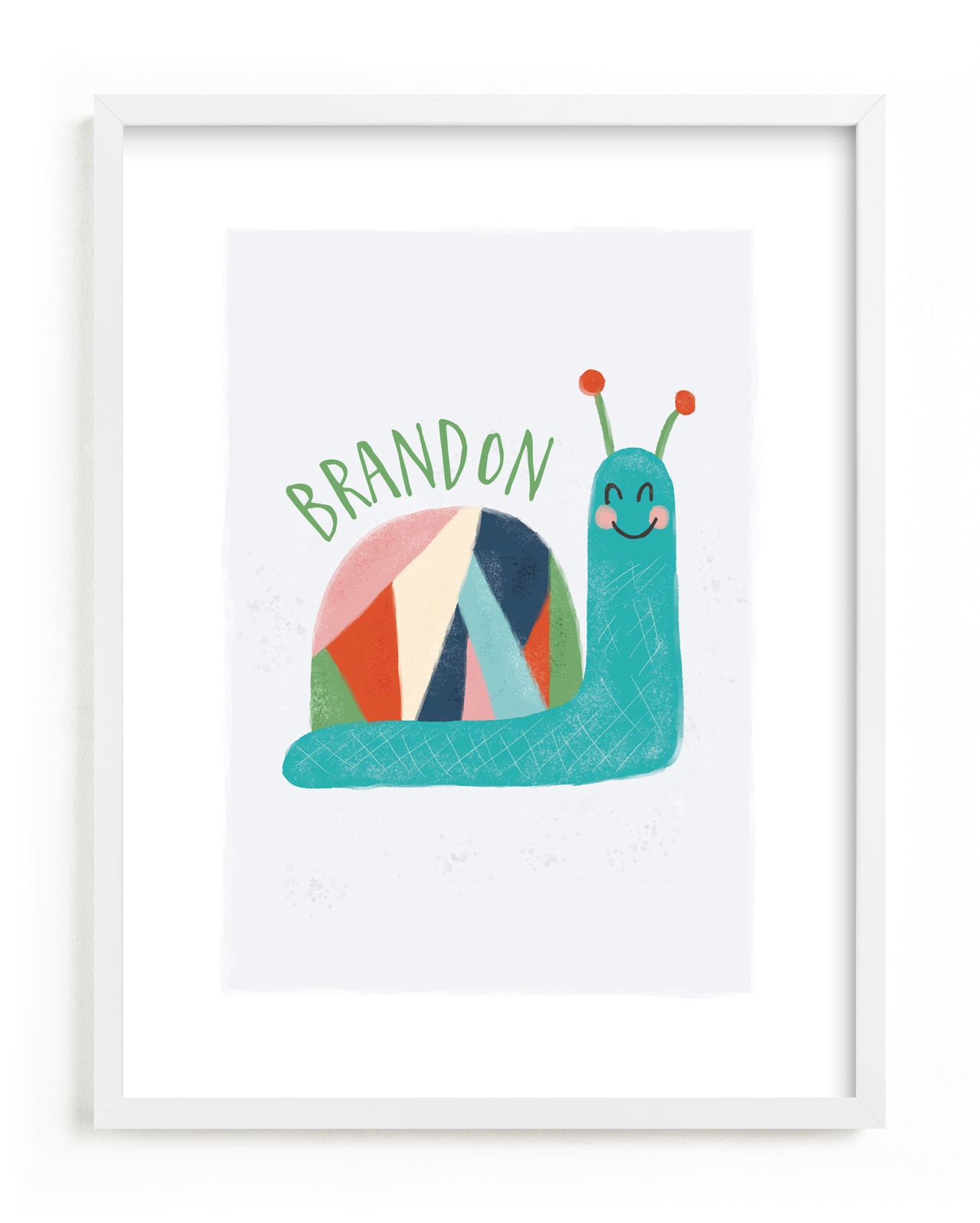 "Snailed it" - Children's Custom Art Print by Vera Lim in beautiful frame options and a variety of sizes.