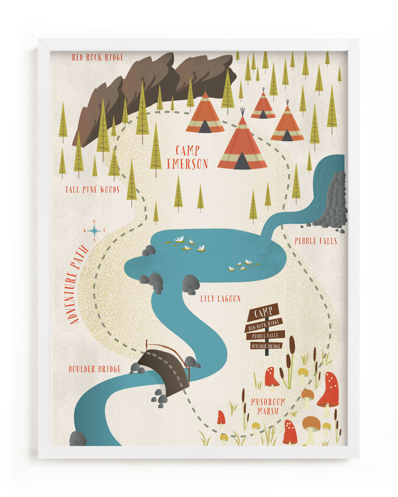 "Adventure Map" - Custom Open Edition Children's Art Print by Grace Kreinbrink in beautiful frame options and a variety of sizes.