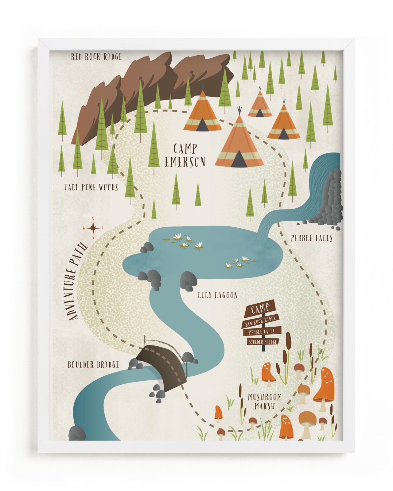 "Adventure Map" - Children's Custom Art Print by Grace Kreinbrink in beautiful frame options and a variety of sizes.