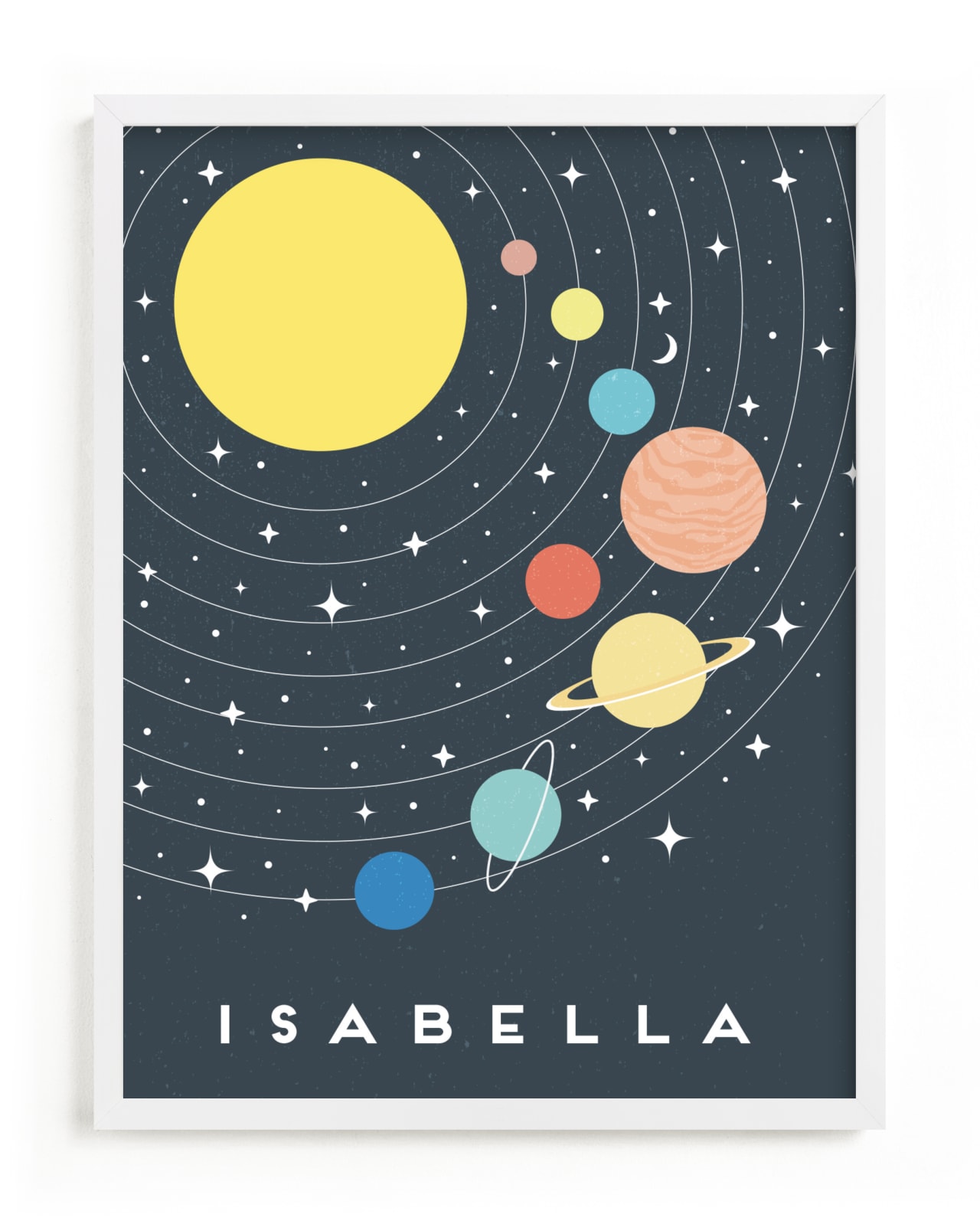 "Pastel Solar System" - Children's Custom Art Print by Maria Alou in beautiful frame options and a variety of sizes.