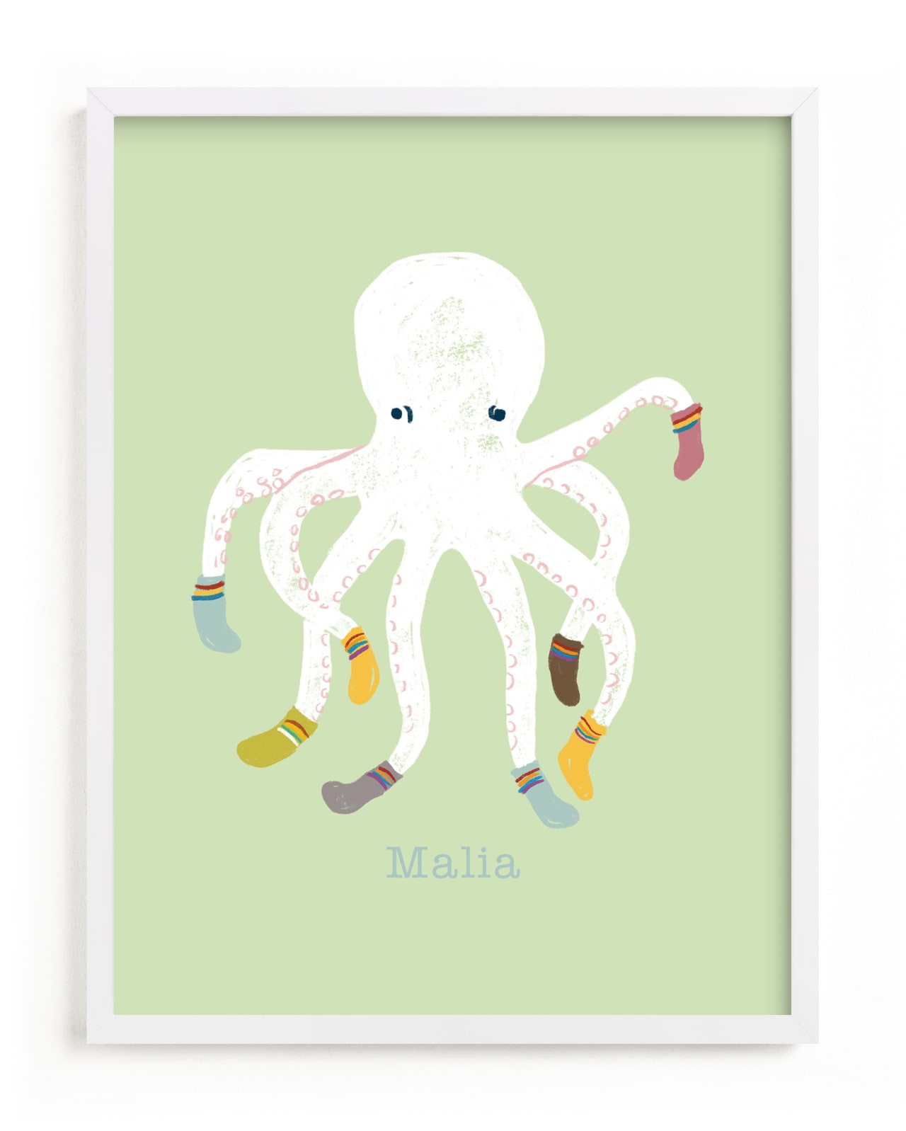 "Socktopus" - Children's Custom Art Print by Celeste Duffy in beautiful frame options and a variety of sizes.