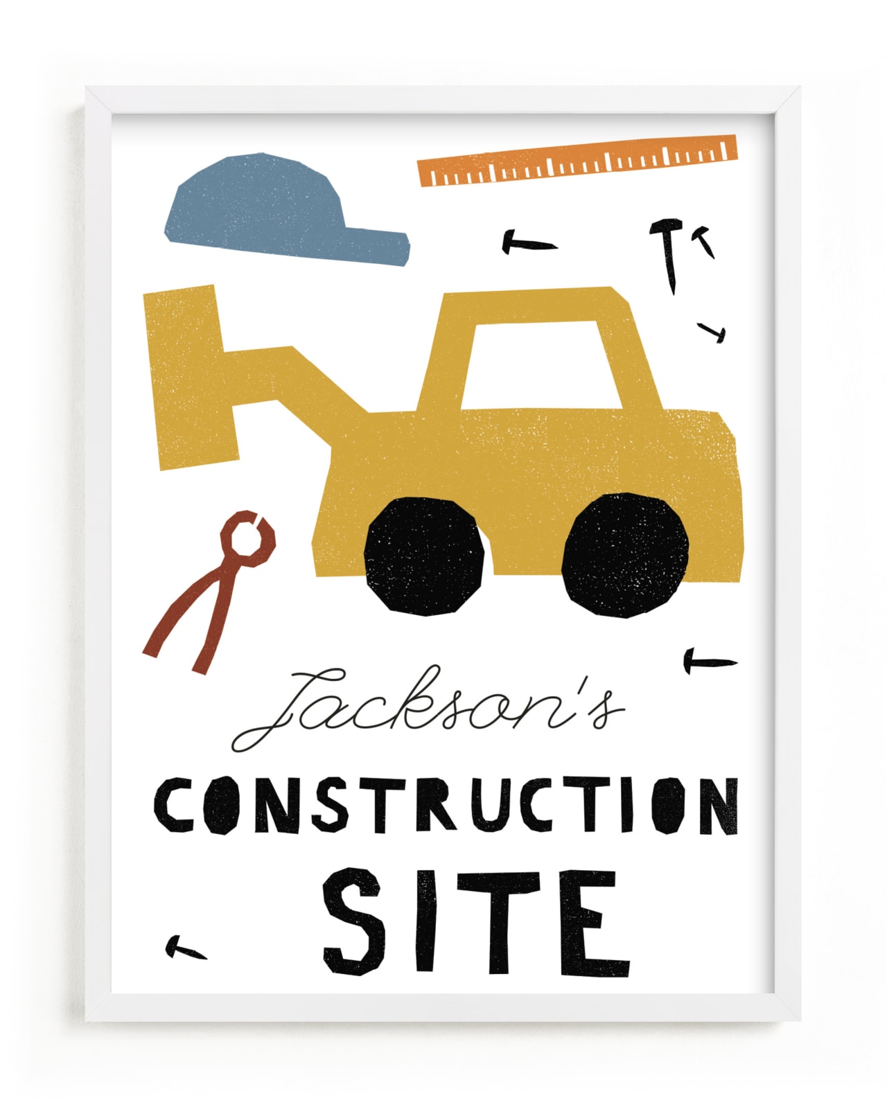 "construction site" - Custom Open Edition Children's Art Print by Sumak Studio in beautiful frame options and a variety of sizes.