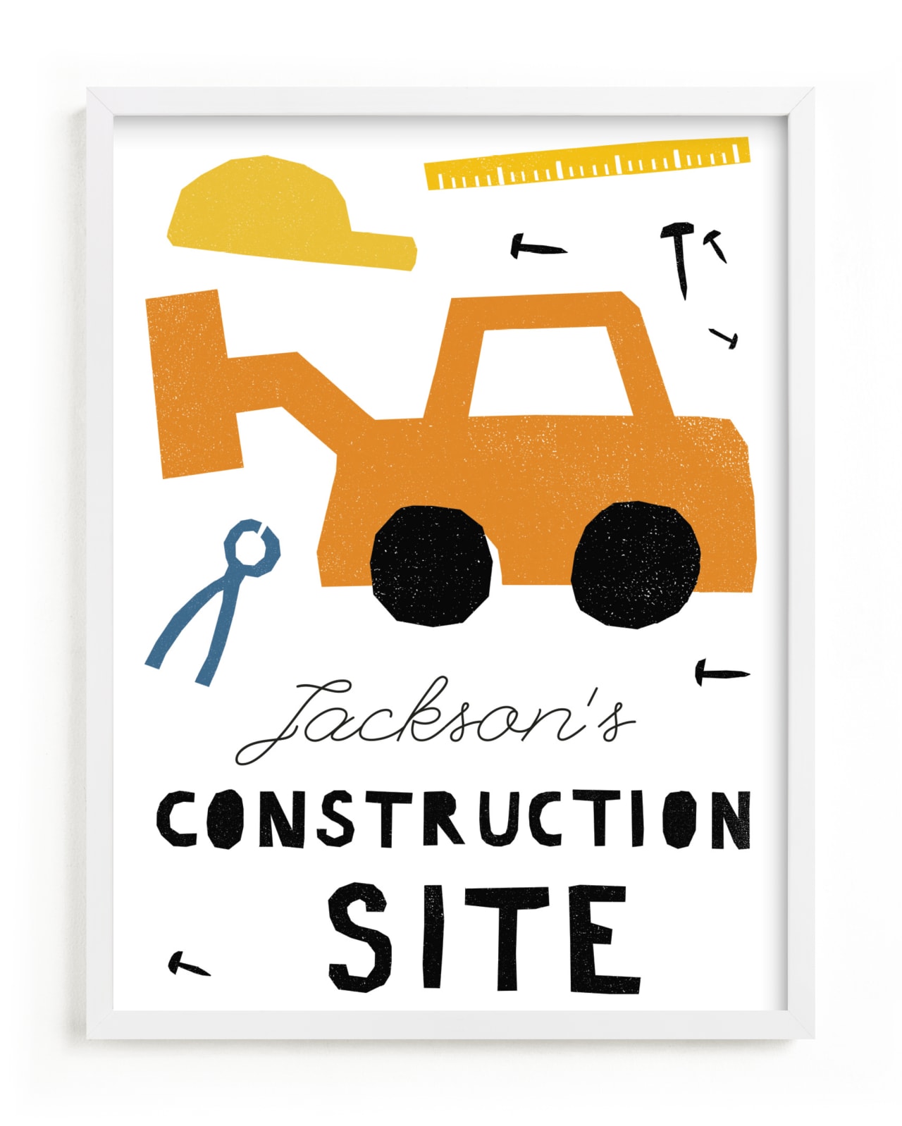 "construction site" - Custom Open Edition Children's Art Print by Sumak Studio in beautiful frame options and a variety of sizes.