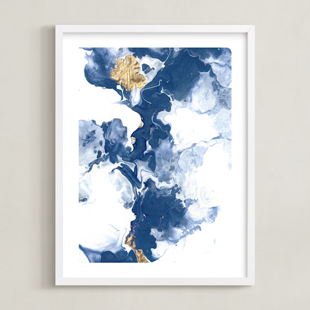 "Delight in the Storm II" - Art Print in Deep Blue by Julia Contacessi - Framed
