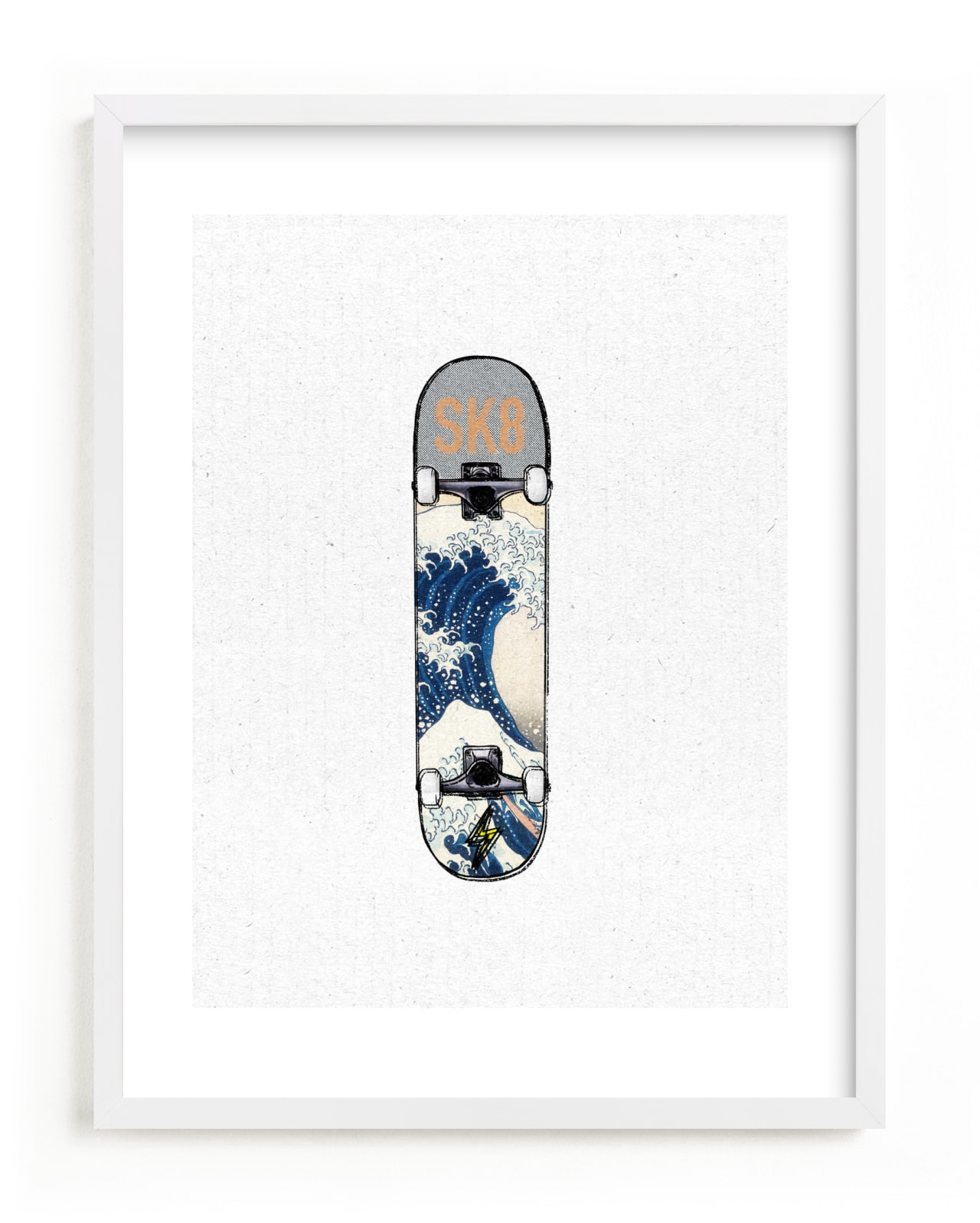 "SK8 Deck - Wave" - Limited Edition Art Print by Celeste Duffy in beautiful frame options and a variety of sizes.