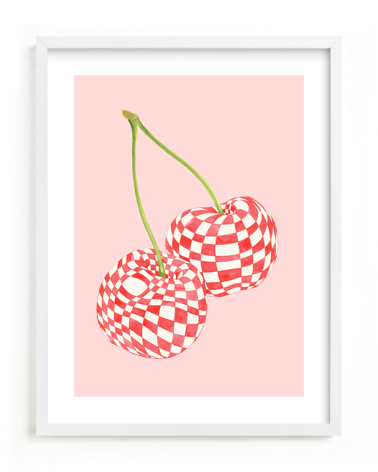 "Checkerboard Cherries" - Limited Edition Art Print by Luci Power in beautiful frame options and a variety of sizes.