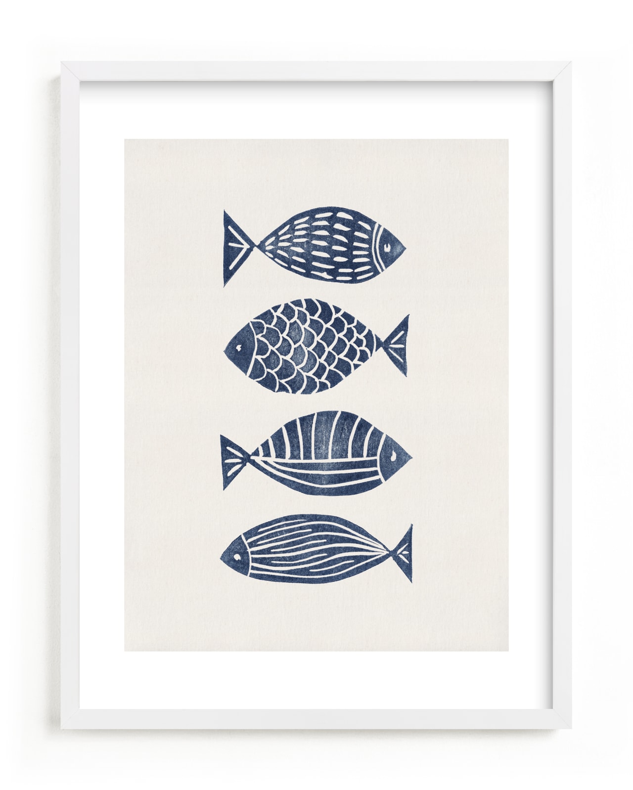 "Linocut Fishes" - Limited Edition Art Print by Alisa Galitsyna in beautiful frame options and a variety of sizes.
