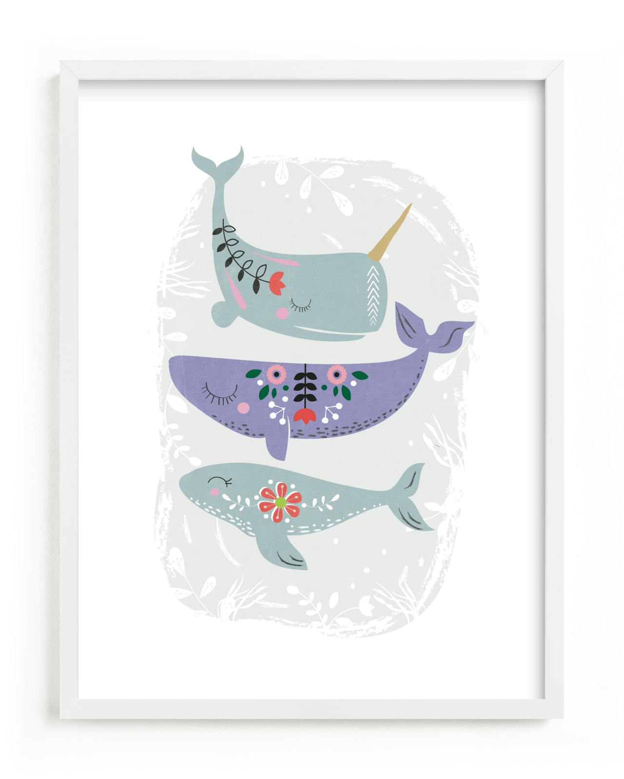 "Folk Whales" - Limited Edition Art Print by Hannah Williams in beautiful frame options and a variety of sizes.