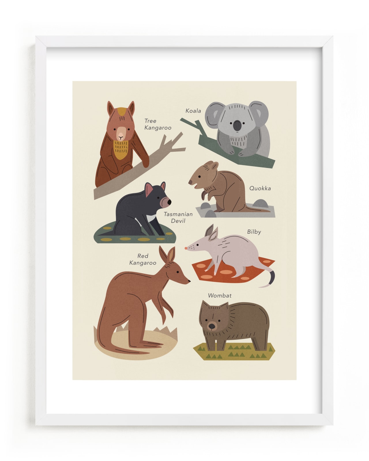 "Aussie Marsupials" - Limited Edition Art Print by Amy Mullen in beautiful frame options and a variety of sizes.