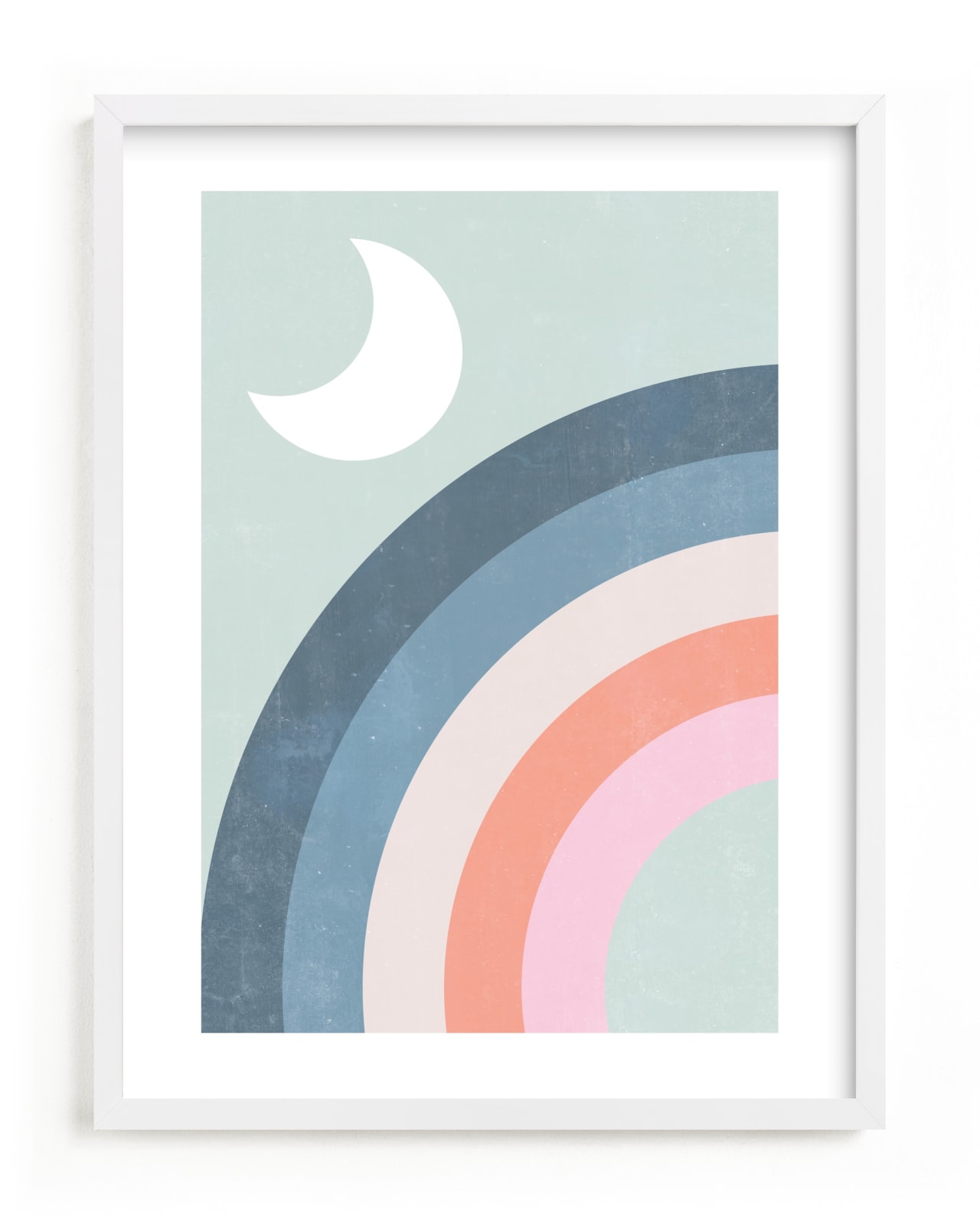 "Double Rainbow with Moon and Sun I" by EMANUELA CARRATONI in beautiful frame options and a variety of sizes.