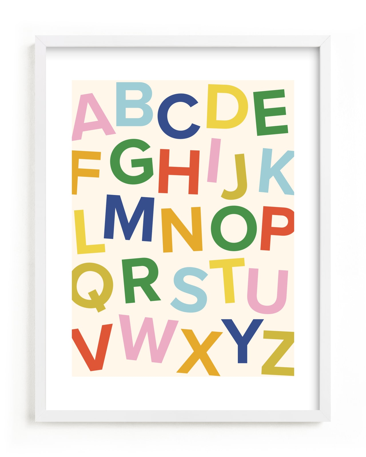 "happy alphabet" by Ellen Schlegelmilch in beautiful frame options and a variety of sizes.